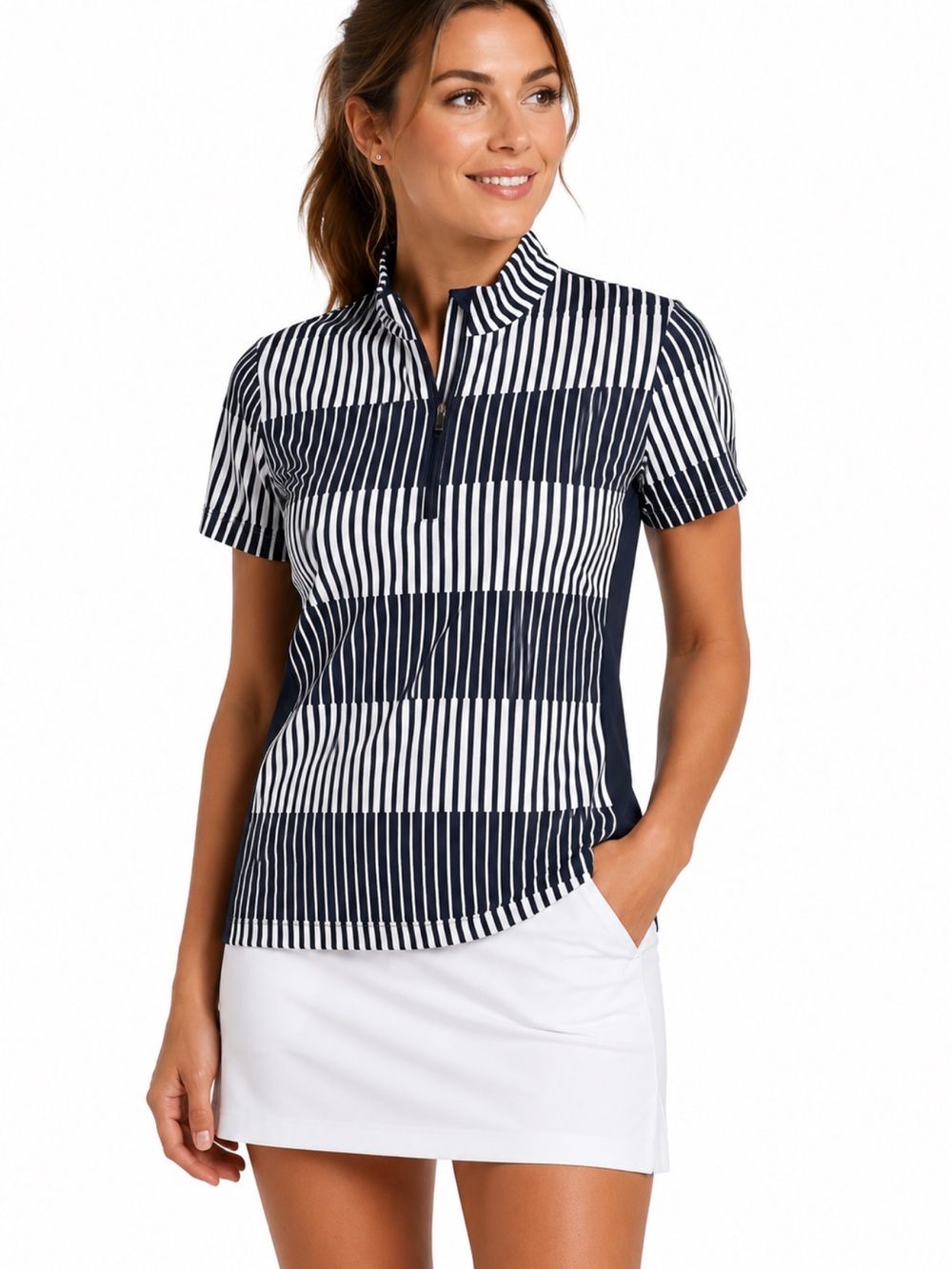 Tail White Label XXL Golf Top Navy White Striped Quarter Zip Athletic Shirt